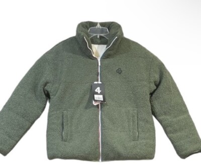 Unisex FourLaps Reversible Polar Down Quilted Sherpa Jacket Thyme / White