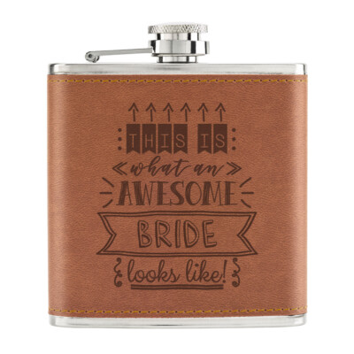 Dies Ist What An Awesome Braut Sieht Wie 170ml Pu-Leder Flachmann Tan - Hochzeit
