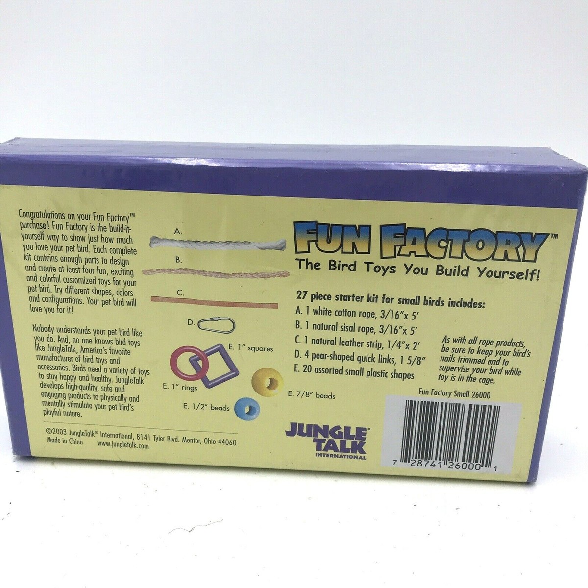 Fun Factory Bird Parrot Toy Making Kit Small Bird Jungle Talk Beads Rope  Rings