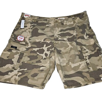 Wrangler Relaxed Fit Cargo Shorts Mens 46 Brown Camo Flex