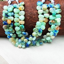 Natural Bicolor Chrysocolla Azurite Gems 12x9 mm Size Smooth Pear Shape Beads 8"