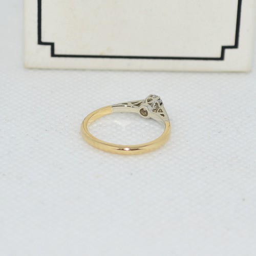 18ct Solid Yellow Gold Platinum Stamped 18CT Natural Diamond 0.15ct Ring Vintage - Picture 4 of 6