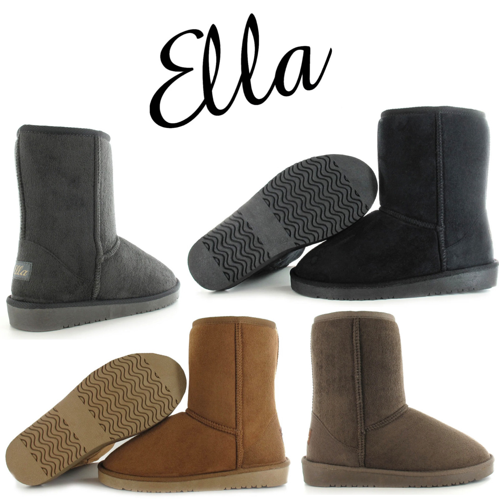 BOTAS DE MUJER ELLA MIDI CÁLIDAS DE PIEL SINTÉTICA INVIERNO SUELAS DE GOMA DURA SUAVE
