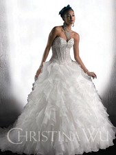 Christina Wu Wedding Dress Style 1591005 SIZE 6 WHITE/SLV
