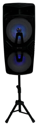 (2) Technical Pro Dual 8 Zoll kabellose Verbindung wiederaufladbare LED-Lautsprecher + Ständer + Mikrofone - Bild 3 von 12