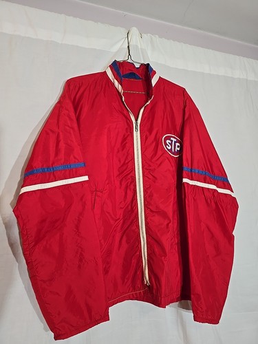Vintage 1970s STP Richard Petty Patches Red Windbreaker Jacket Size Large - Picture 3 of 8