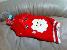 New Pet Cat Dog Clothes Sweater Dress Size XS -8" Red Santa