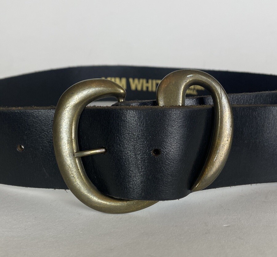 Kim White Leather Belt Black Womens Size Small | eBay display picture 1