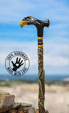 SPERSONALIZOWANA ręcznie rzeźbiona głowa orła drewniana laska laska, laska, wędka, personel