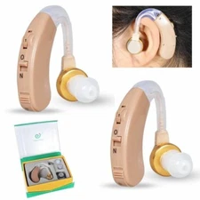 New Pair of 2 Digital Hearing Aids Kit Behind the Ear BTE Sound Voice Amplifier