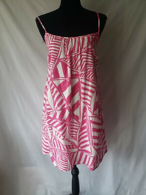 Women's Lilly Pulitzer Spaghetti Straps Pink/White Print A Line