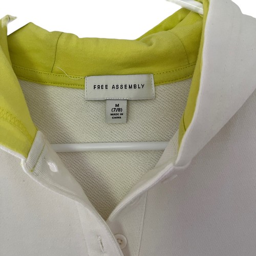Free Assembly Kids Hoodie White Neon Yellow Long Sleeve Size M (7/8) Cotton NEW - Picture 2 of 3