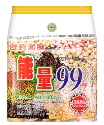 (2 Pack) Energy 99 Nutrition Puffed Rice Rolls with Egg Yolk, 180g 能量99营养棒蛋黄夹心