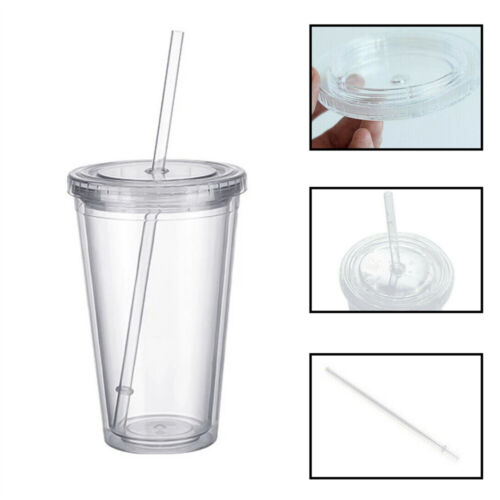 Trinkbecher Partybecher doppelwandig mit Deckel Kaltes Trinken Saft Kaffeebecher