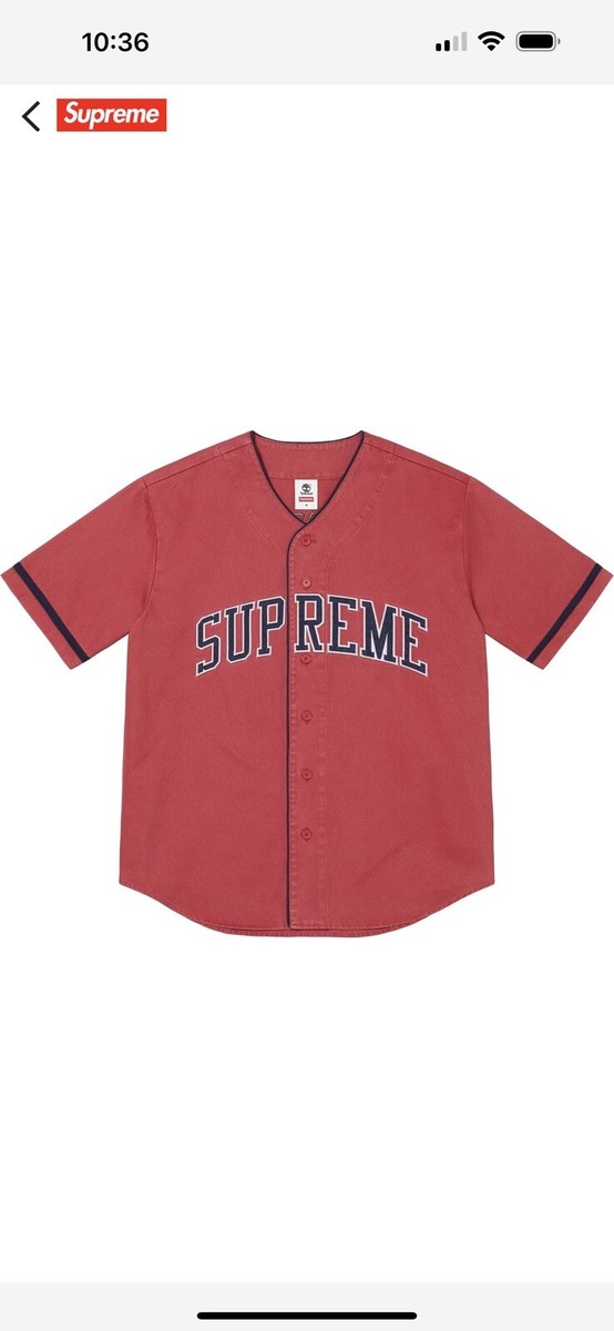 BRAND NEW Supreme X Timberland Baseball Jersey Red Size XL SS23