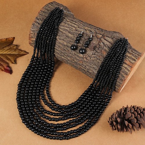 1SET African Style Multi-Layer Wooden Bead Jewelry Set Chokers Necklace - Picture 4 of 12