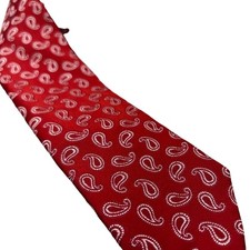100 Silk TCM Red and White Paisley RETRO Tie