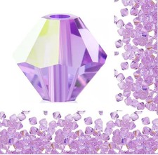 100pcs 6mm Faceted Bicone Crystal Beads Violet AB for Jewelry Making