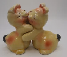 VanTellingen Bunny Hug Huggers Salt and Pepper Shakers w/ Corks Vintage 1950's