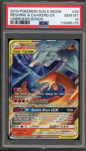 Pokemon Reshiram & Charizard GX Unbroken Bonds Holo Ultra Rare #20 PSA 10