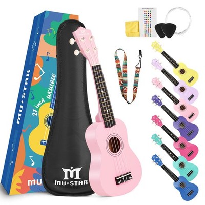 MUSTAR Soprano Ukulele, 21 Inch Ukulele for Beginners - Small Guitar Ukulele ...