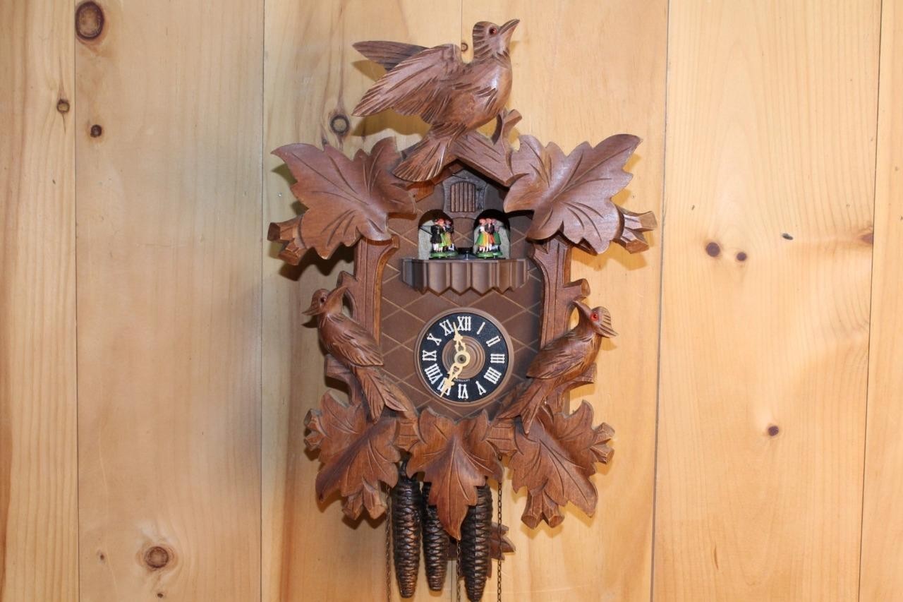 Vintage German Black Forest One Day Musical Cuckoo Clock Wit