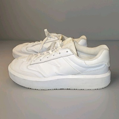 New Balance CT302 Platform Sneakers Mens 8 D Triple White Leather Shoes CT302LA