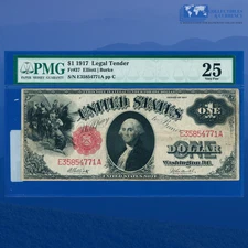 Fr.37 1917 $1 One Dollar "SAWHORSE REVERSE" Legal Tender Note, PMG VF 25 #84771