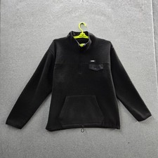 PINK Victoria's Secret Women Sweatshirt L Black Fleece Quarter Zip Pullover