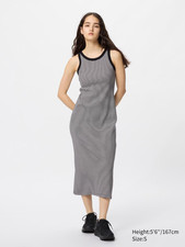 Uniqlo Ribbed Bra Dress (Sleeveless, Stripe), New with Tag, Black, XS