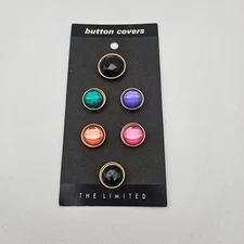Vintage 80s The Limited Button Covers Multi Color Cabochons NEW on Card
