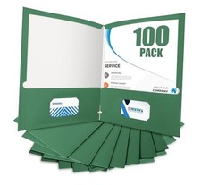 Packs Green Two Pocket Folders,File Folder with Pockets Fit 100 Dark Green