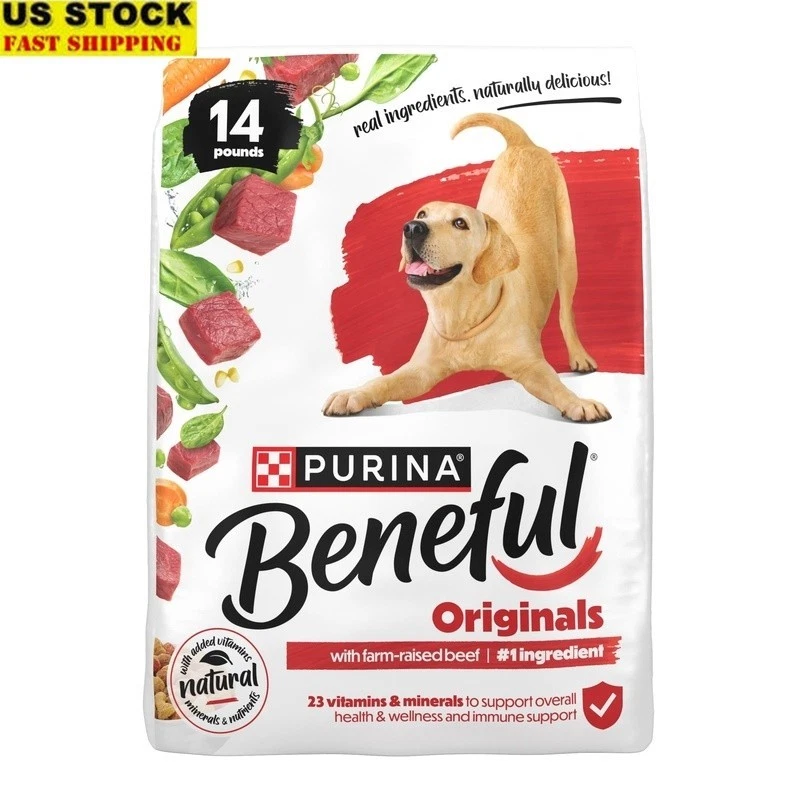 Dry Dog Food Natural Beef High Protein Recipe Vitamins Minerals 14lb Kibble New