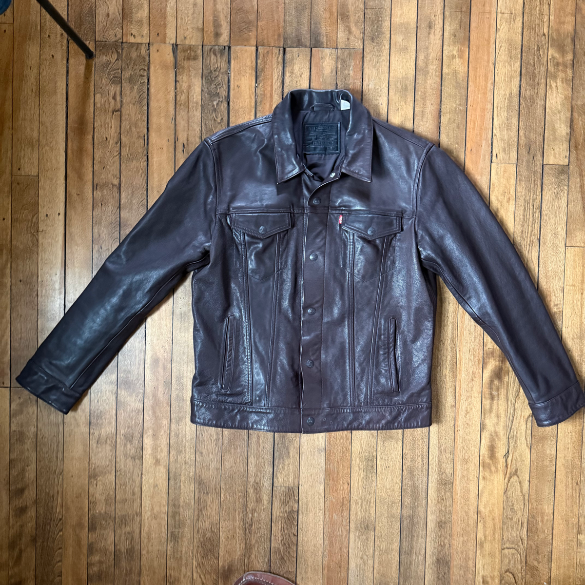 Levi's Men's Brown Trucker Bovine Cow Leather Jacket Size XL | eBay