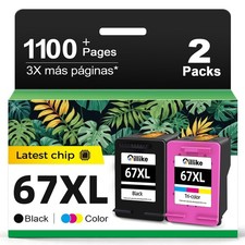 Black/Color Combo Pack Replacement for HP 67 XL DeskJet 2827e 2855e 4227e