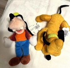 2 Disney Mouseketoys Goofy and Pluto 8" Bean Bag Plush