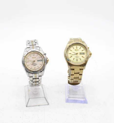 F x2 Vintage Gents Seiko Kinetic Wristwatches inc 5M63, 5M43 etc Working