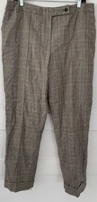 Harve Benard Wool Pants Size 14 Plaid Vintage Brown/blue/tan Zipper Cuffed