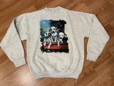 Vintage 90s Dalmatians Dog Crewneck Gray Sweatshirt Size LG Picken Dog Art 1992