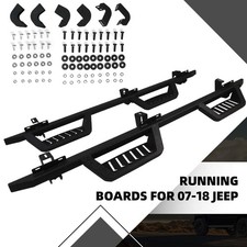Running Boards Fits 2007-2018 Jeep Wrangler Jk Black Powder Coated Side Steps