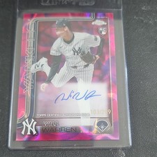 Topps 2025 Chrome Will Warren Rookie Autograph RA-WWA Purple Speckle 103/299