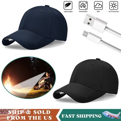 1/2PCS Adjustable Baseball Cap With LED Lights Headlamp Hat for Fishing Hiking