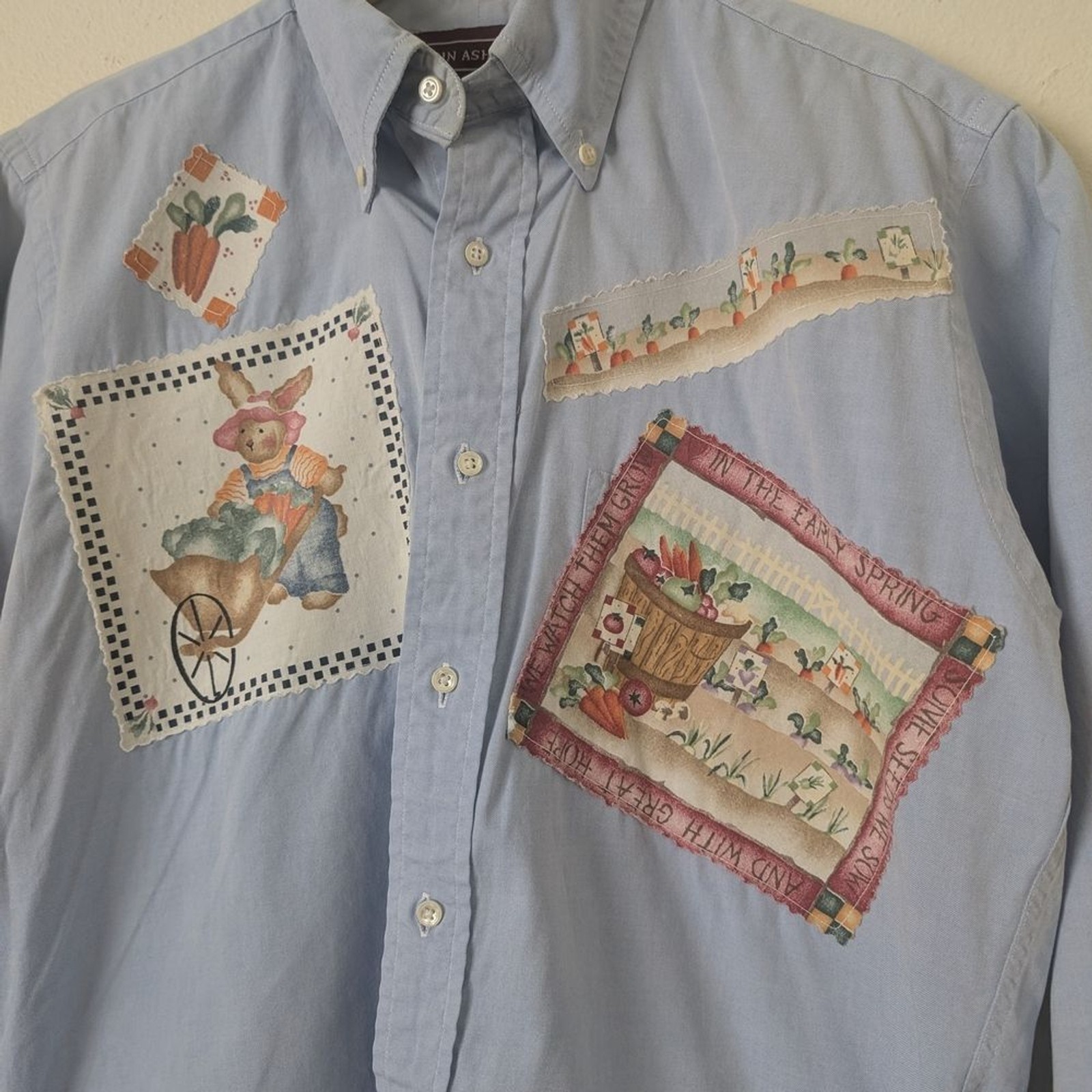 Upcycled Patchwork Easter Bunny Shirt Cotton OOAK… - image 2