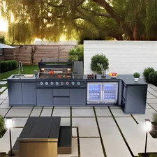 157'' Gas Outdoor Kitchen Bar Barbecue Island Grill 6-Burner 96,000 BTU for BBQ 