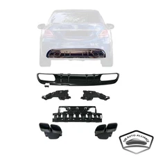 For 19-23 Mercedes W205 Sedan C300 C43  C63 S Style Rear Diffuser+Exhaust