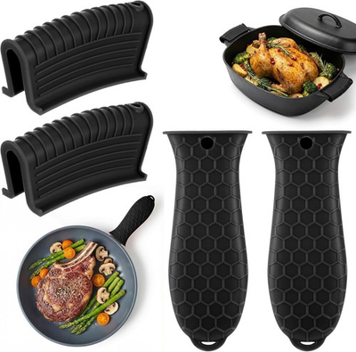 #ad 4 Pack Cast Iron Skillet Handle Covers Pot Handle Holders Heat Resistant $7.30
