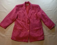 Nordstrom Women's Pink Blazer Size 16 Petite Padded Shoulders Polyester Lining