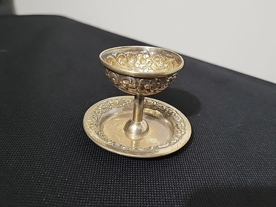 Antigua compota miniatura de plata esterlina Watson Co. de 1900 Tazza floral 28 g Foto 4 de 4