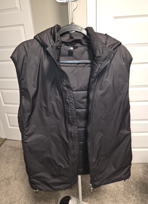 Wahts Solid Hooded Full Zip Vest Black Water Repellent, detach hoodie Men's XXL