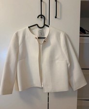 GUESS Damen Jacke S weiß kurz kragenlos mit ...